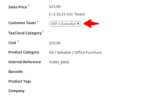 Configuration of an Assets Account in Odoo Accounting