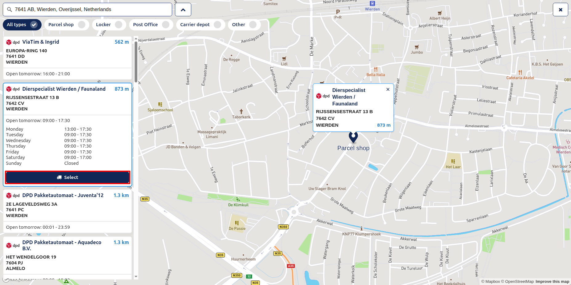 Choose SendCloud ServicePoint if 'Service Points' option is enabled in the integration.n
