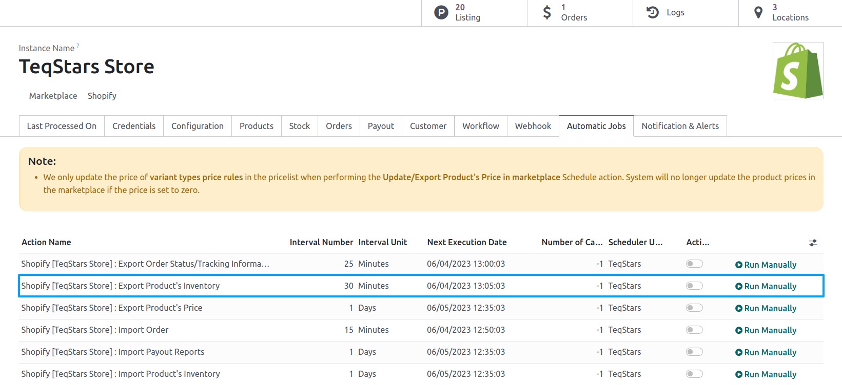 Automatic Export Inventory
