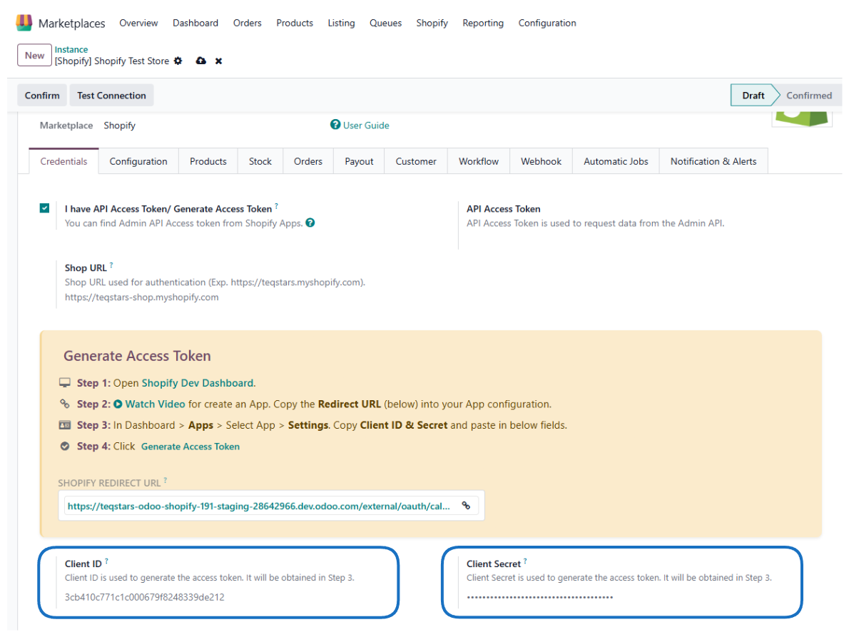 Shopify Redirect URL Configuration