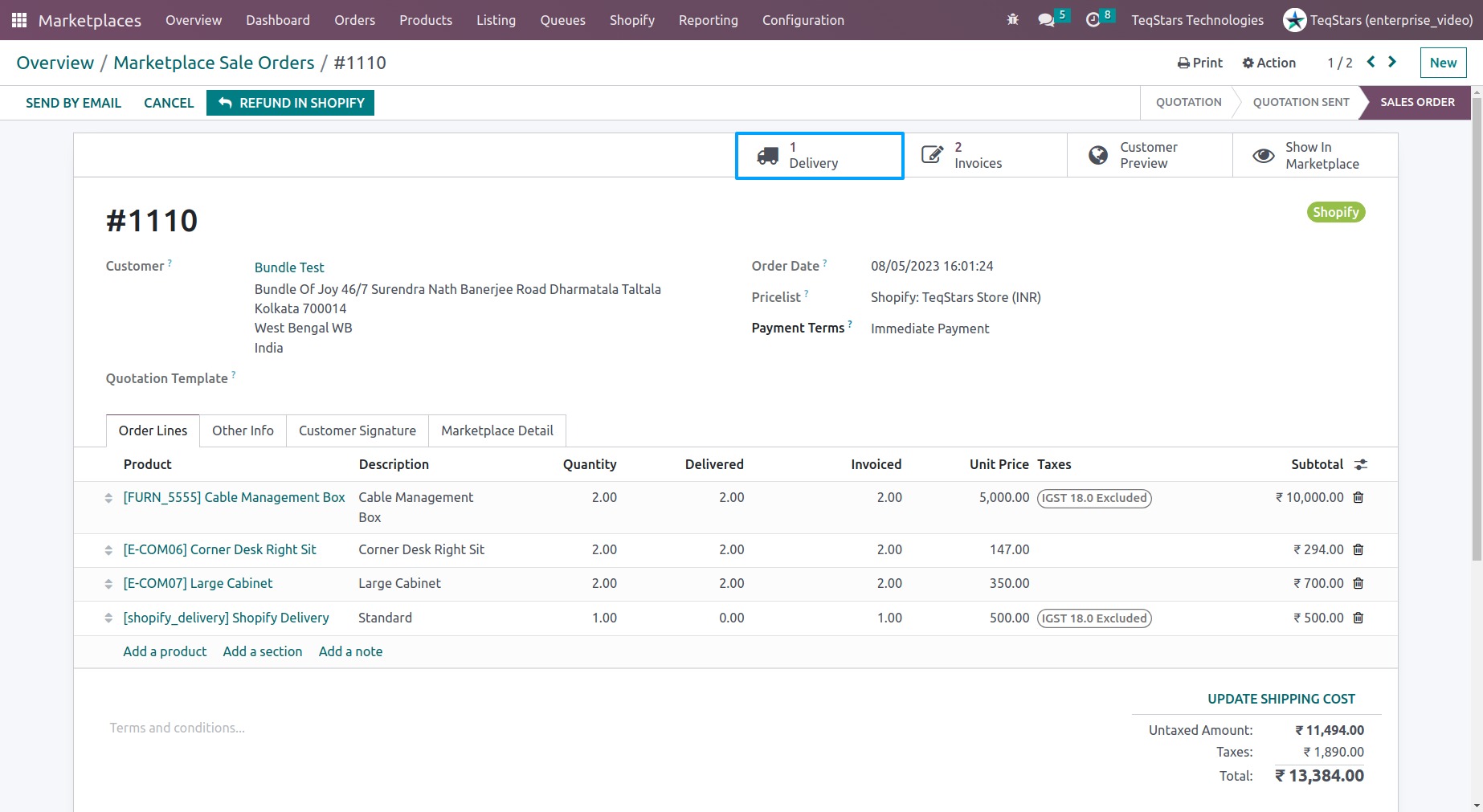 Sale Order View