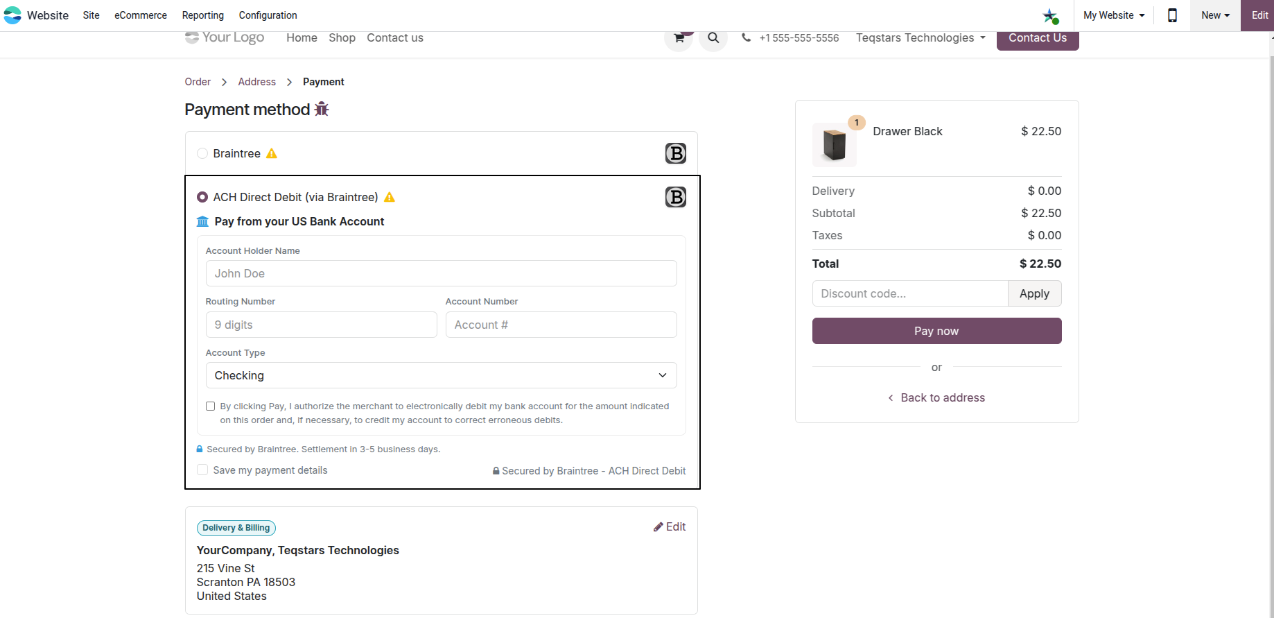 ACH Bank Form