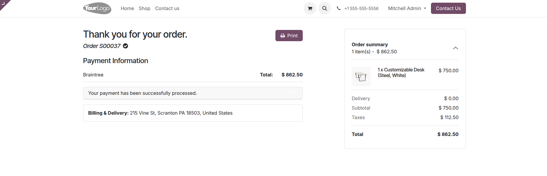 Payment Confirmation Screen