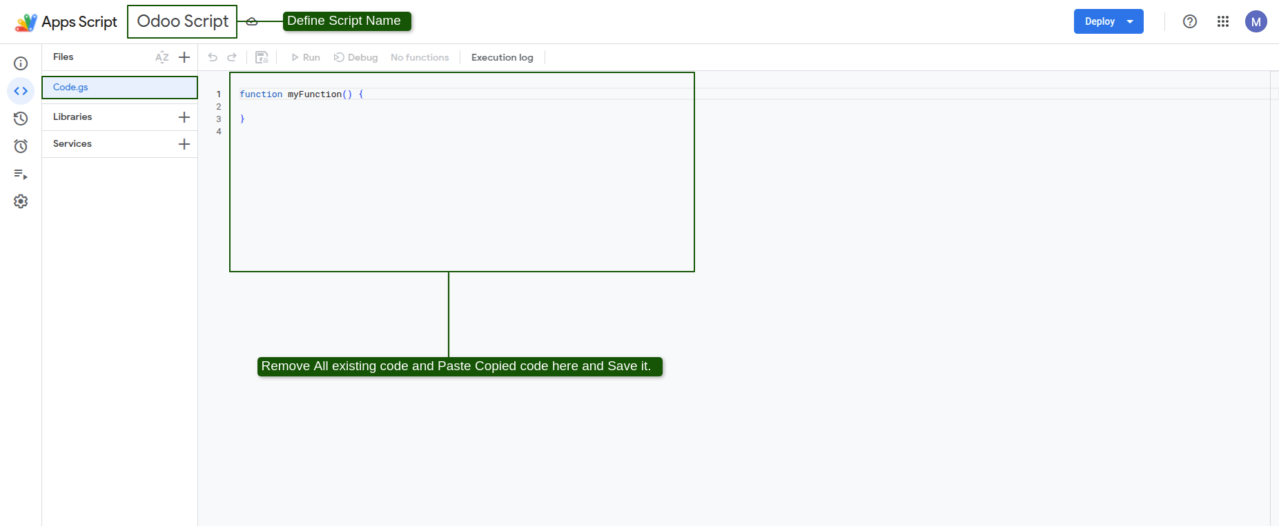 Paste Generated Code in Code.gs