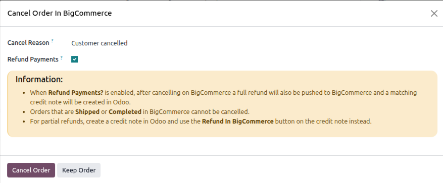 Cancel Order Wizard