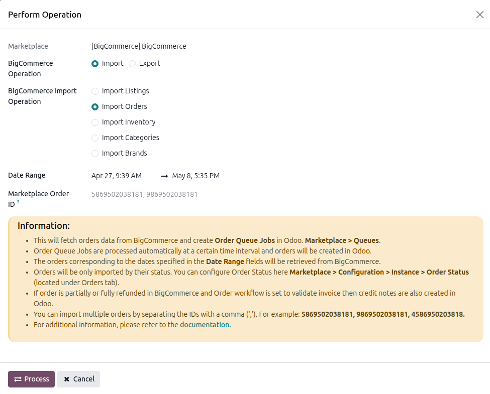 Order Import Screen