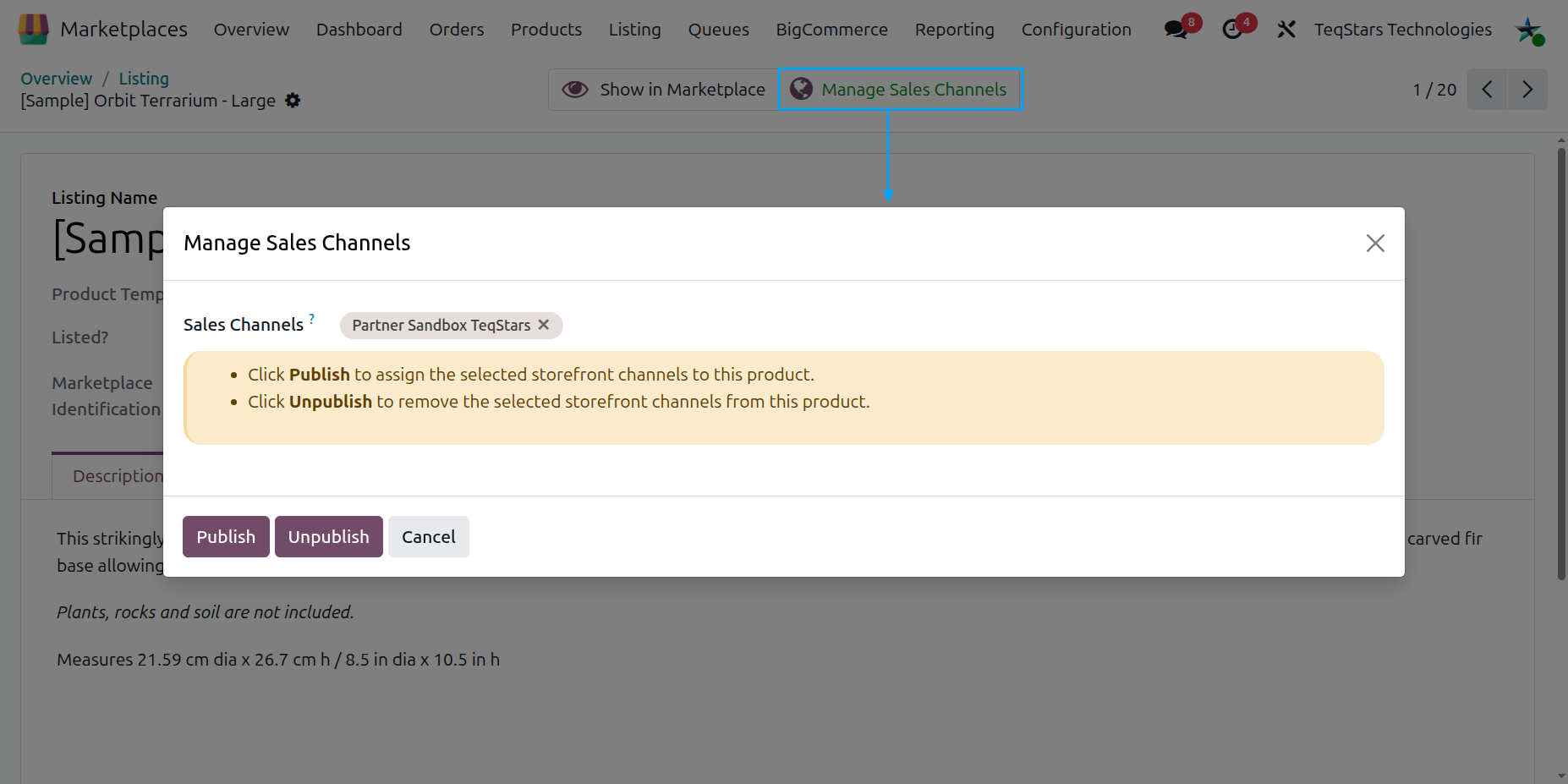Manage Sales Channels Button