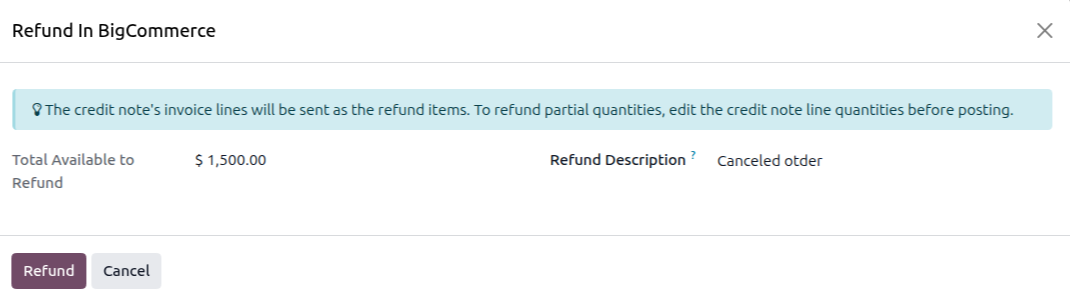 Refund in BigCommerce Wizard