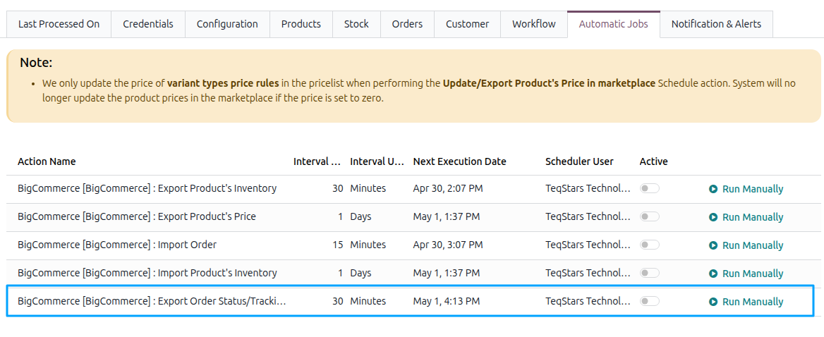 Update Order Status Automatic Job