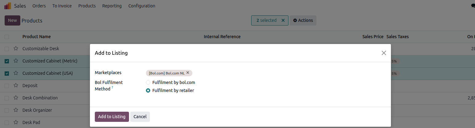 Add to Listing Popup