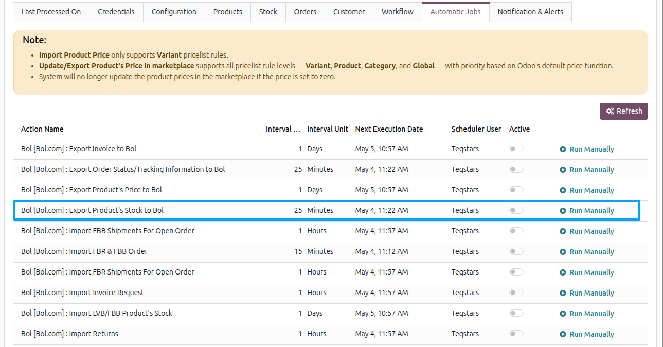 Inventory Automatic Export