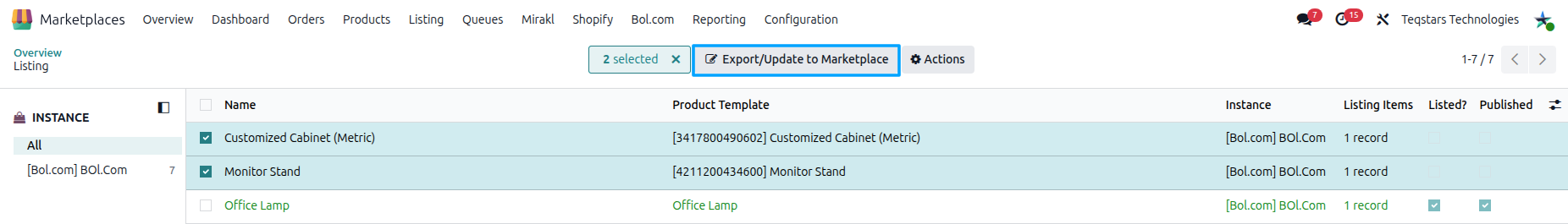 Bol.com Export Listing Button