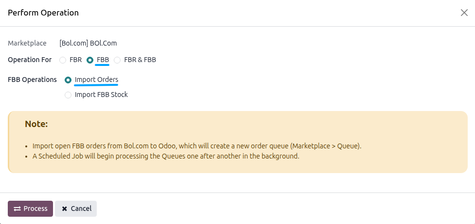Bol.com Import FBB Orders Screen