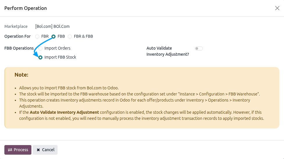 Bol.com Import Inventory Screen