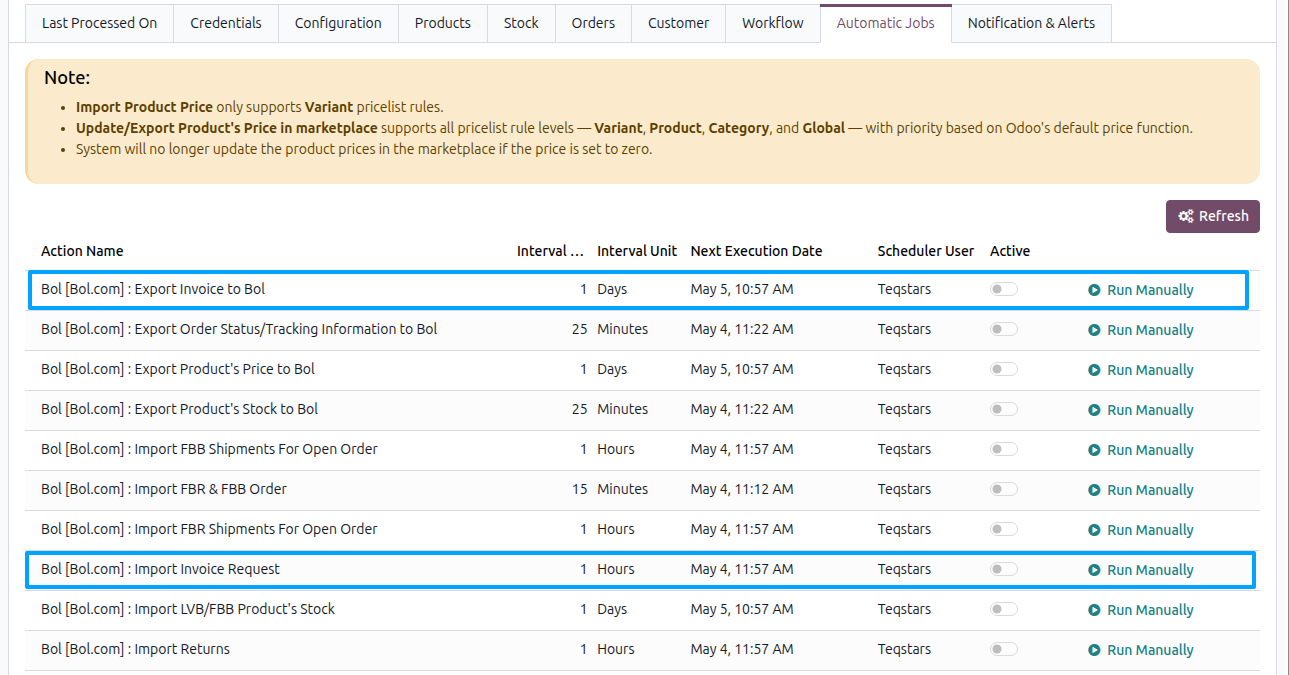 Bol.com Invoice Automatic Jobs