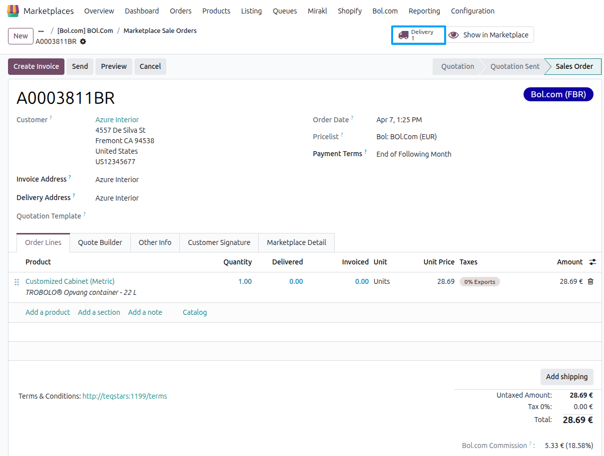 Bol.com Sale Order View