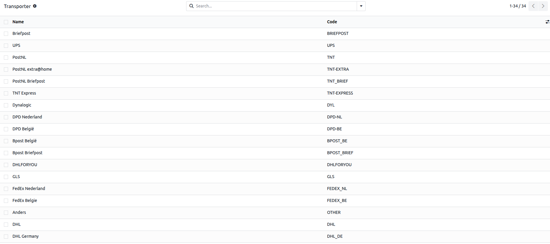 The Transporters list under Marketplaces, Bol.com