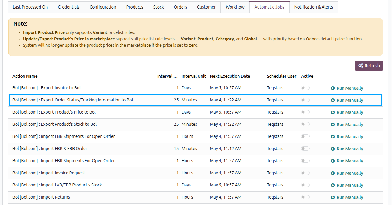 Bol.com Update Order status Automatic Job