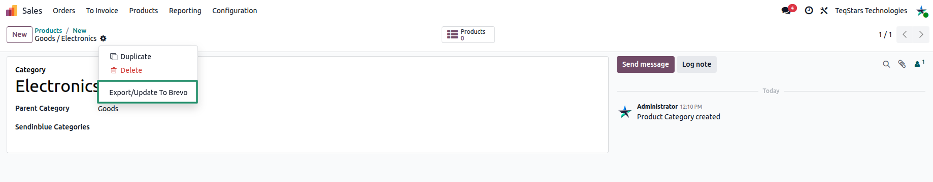 Export product categories to Brevo
