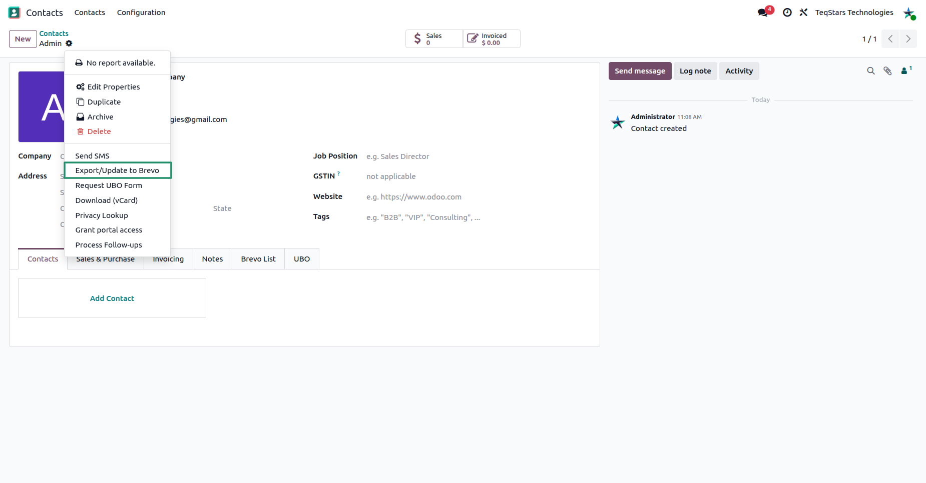 Export or update a customer to Brevo
