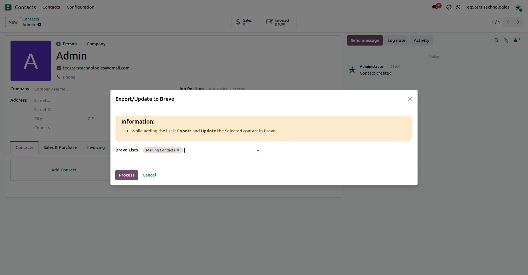Export to Brevo list-selection wizard
