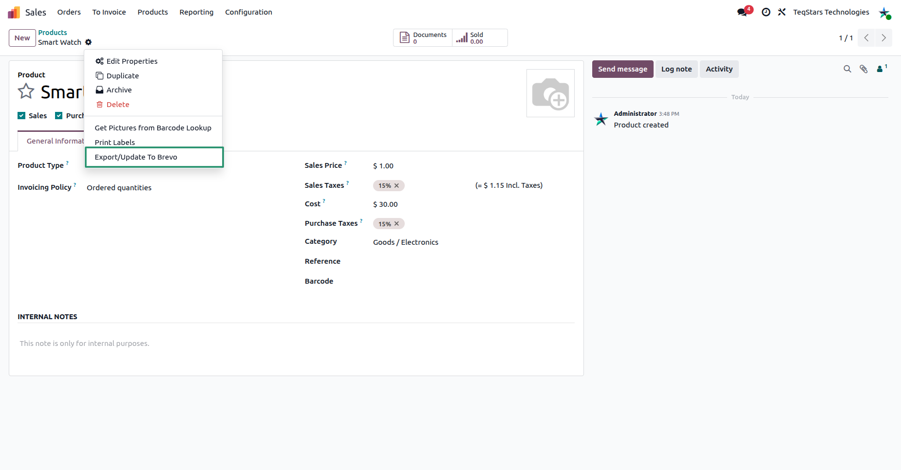 Export products to Brevo