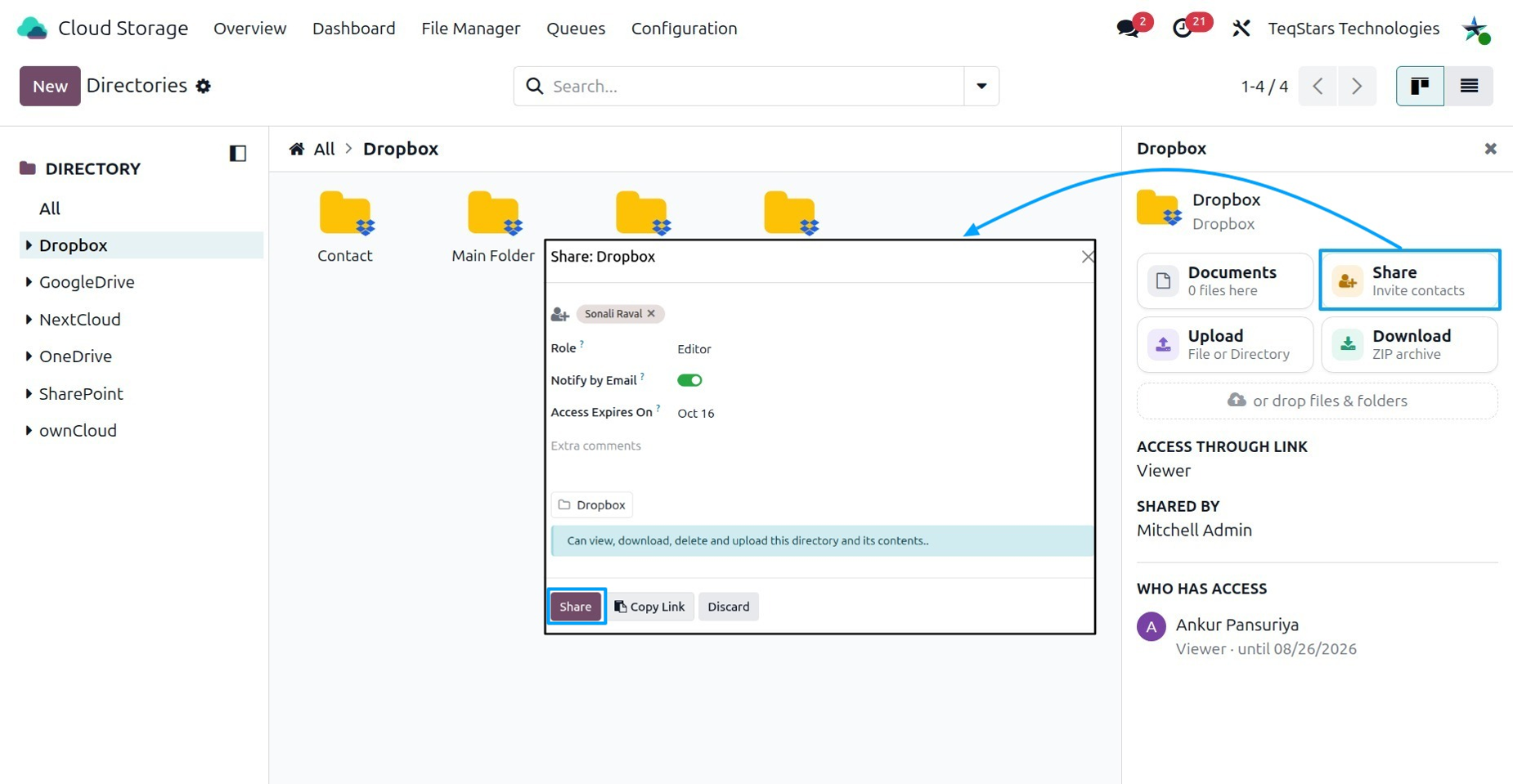 the document form view with the share button highlighted