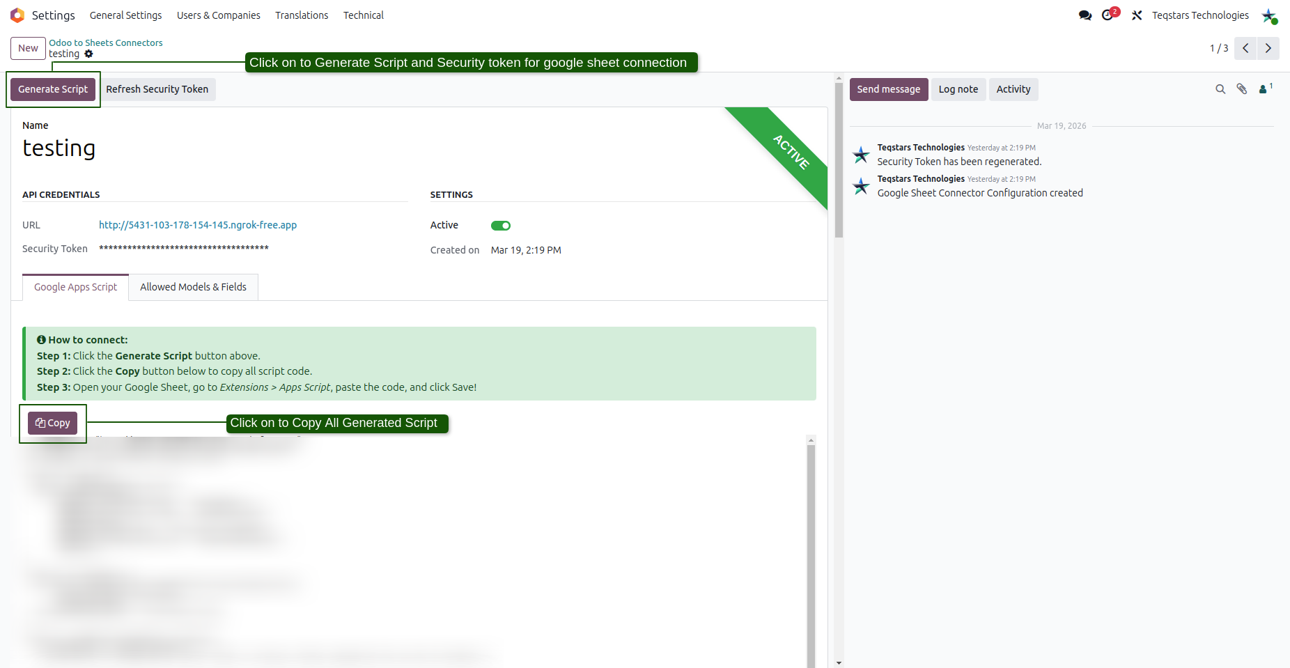 Connection Account Form View