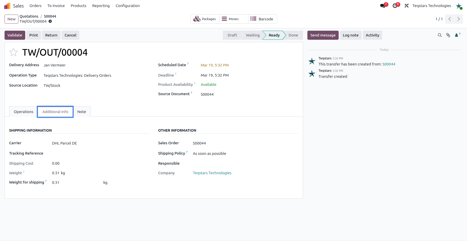 Delivery Order Configuration