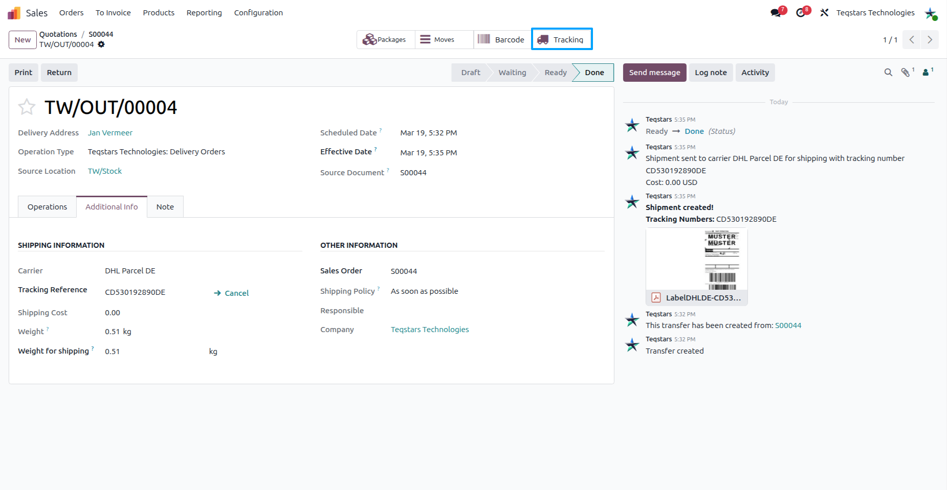Delivery Order Tracking