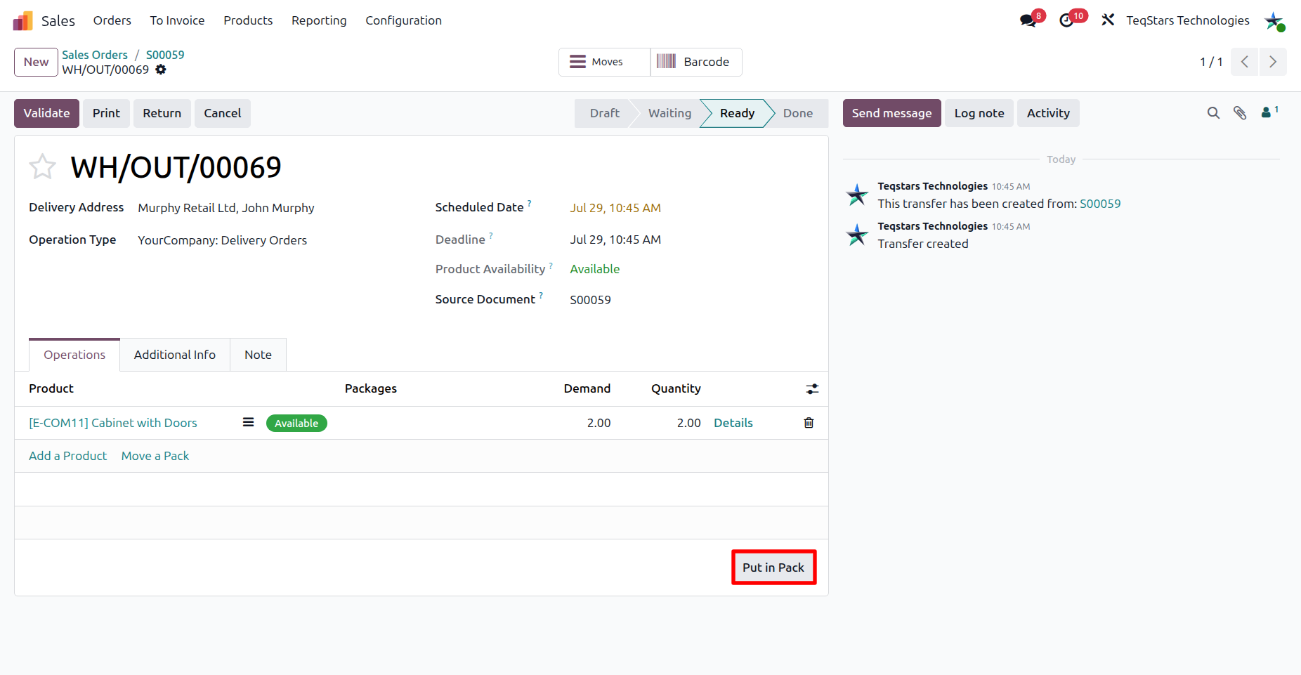 Configuring Packages by doing Put in Pack Operation in case if you are using multiple packages.