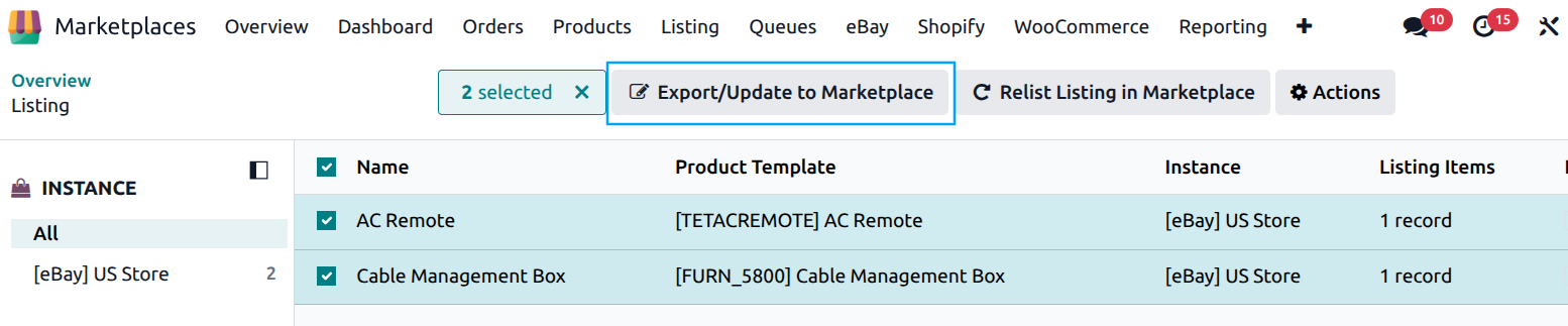 Export Listing Button