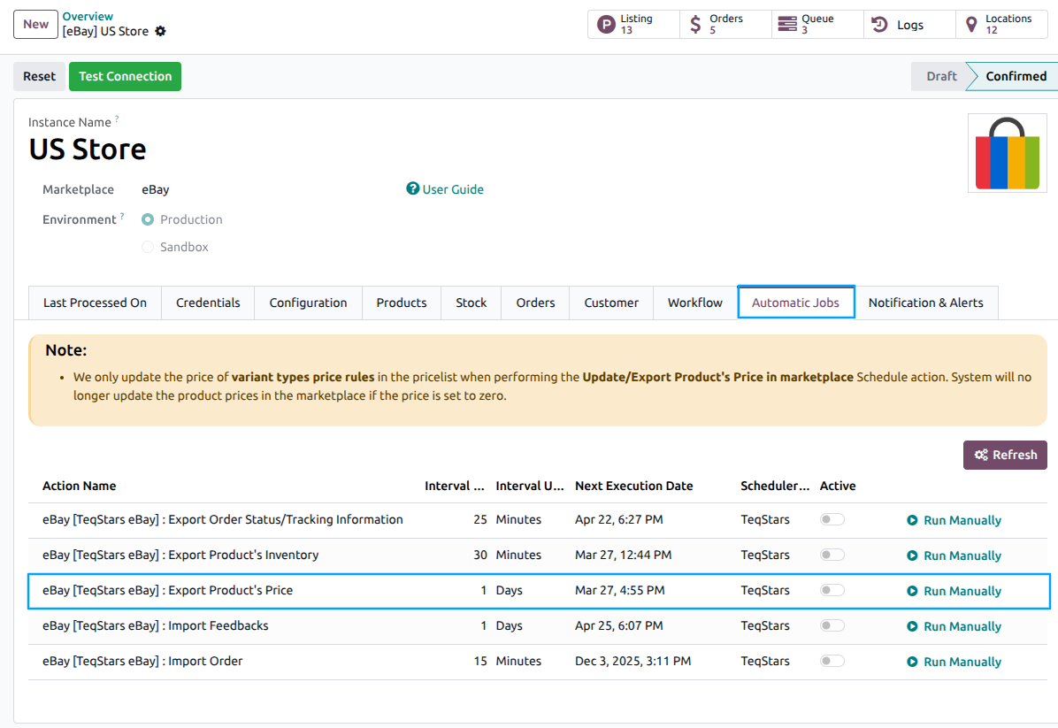 Price Automatic Export