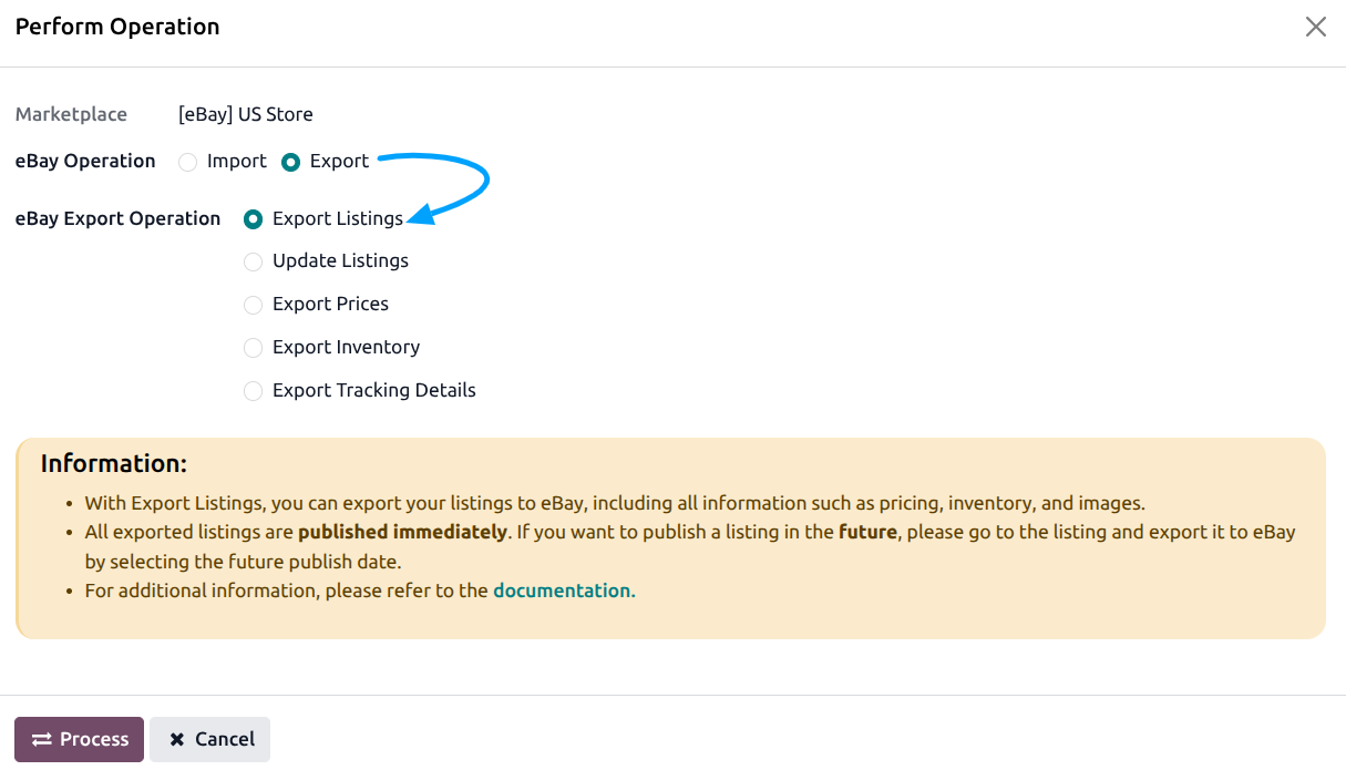 Product Export Screen