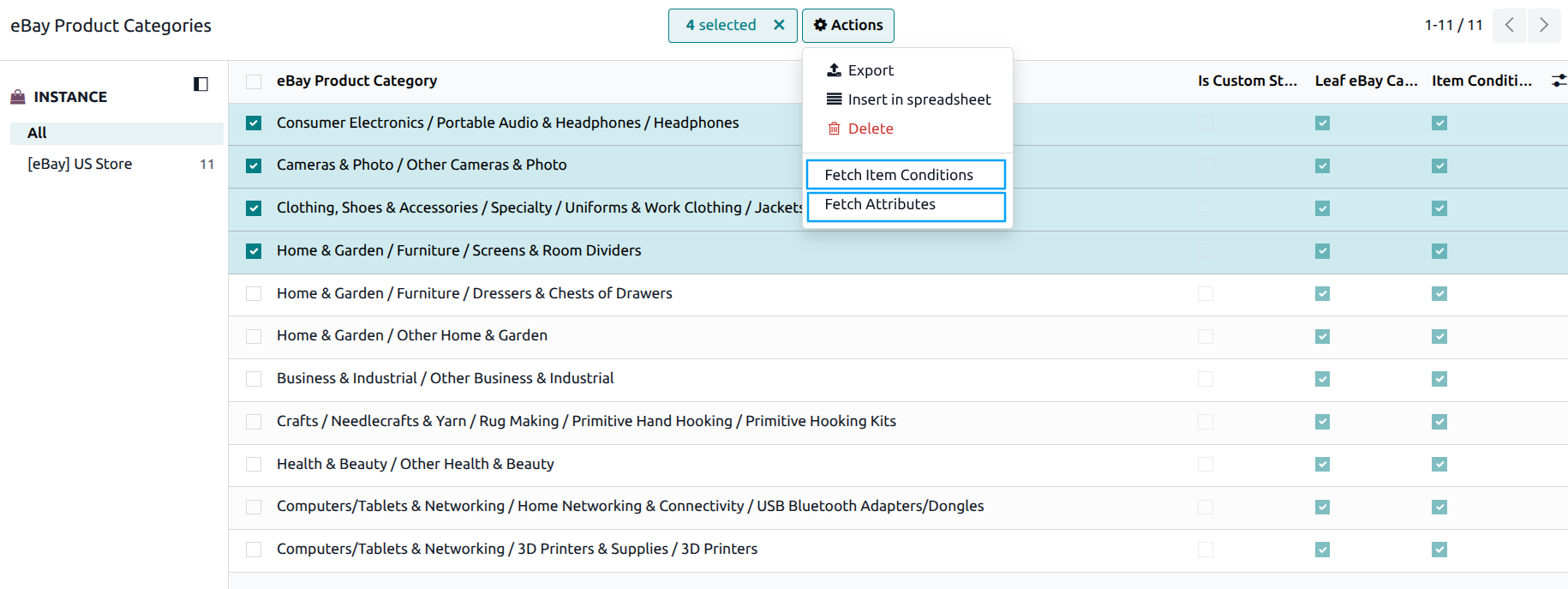 Fetch Item Conditions or Attributes for Bulk eBay categories