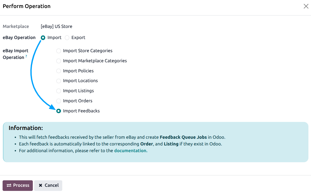 Feedback Import Operation Screen