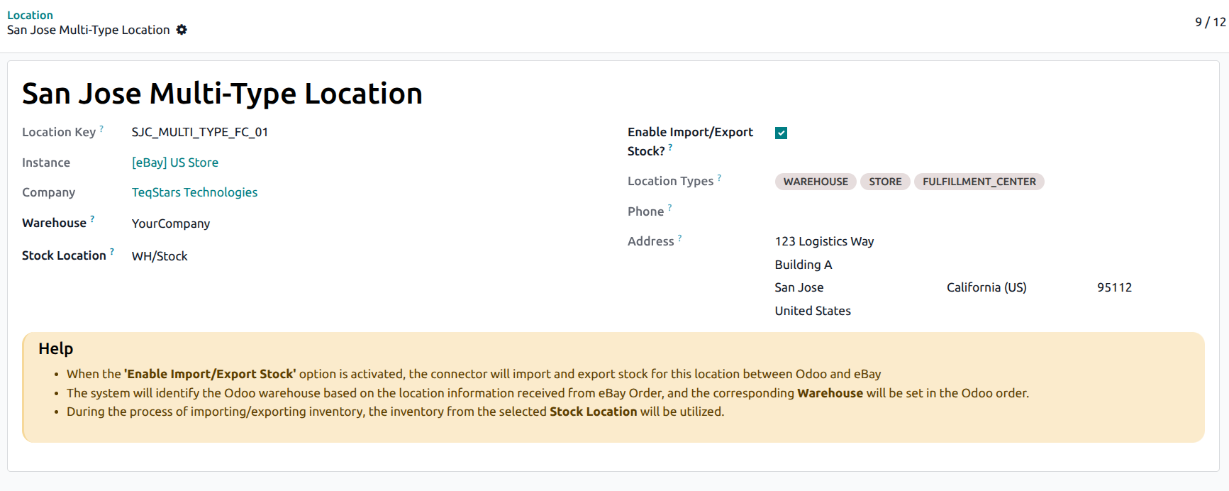 eBay location form view