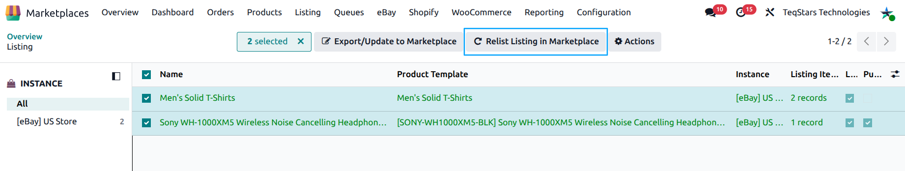 Relist Listing Action