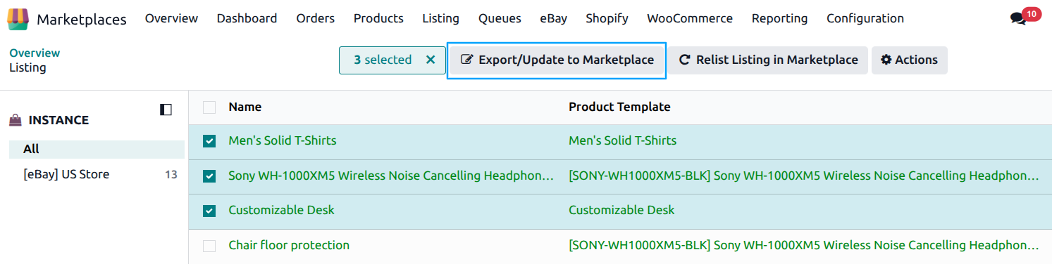 Update listings Button