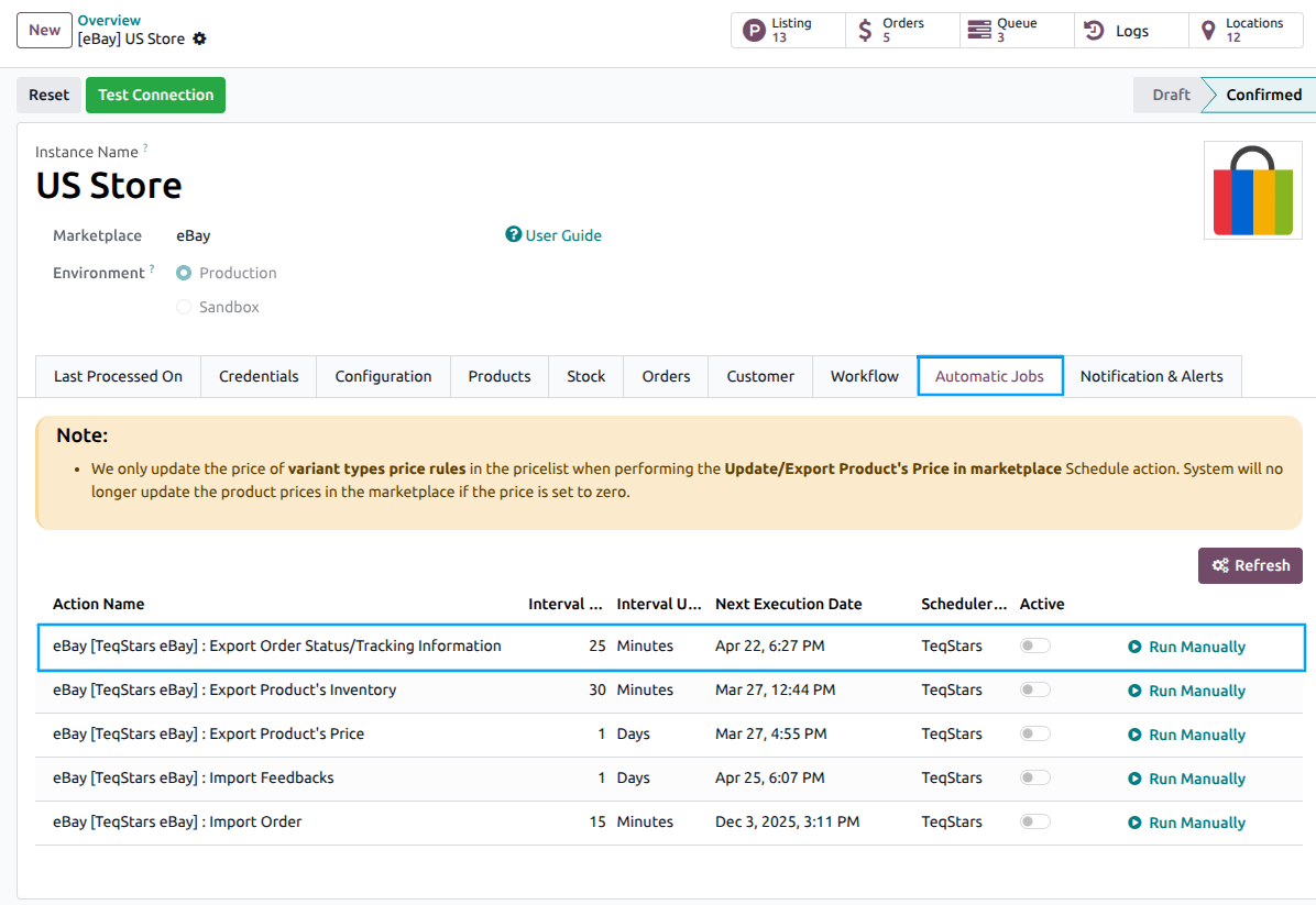 Update Order status Automatic Job
