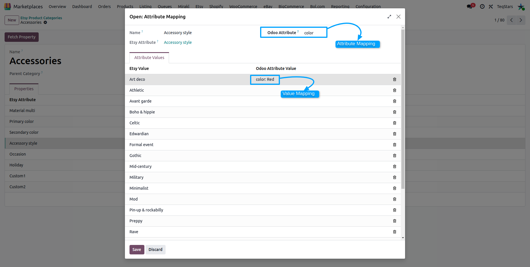 Category-specific Attribute and Value Mapping on an Etsy category