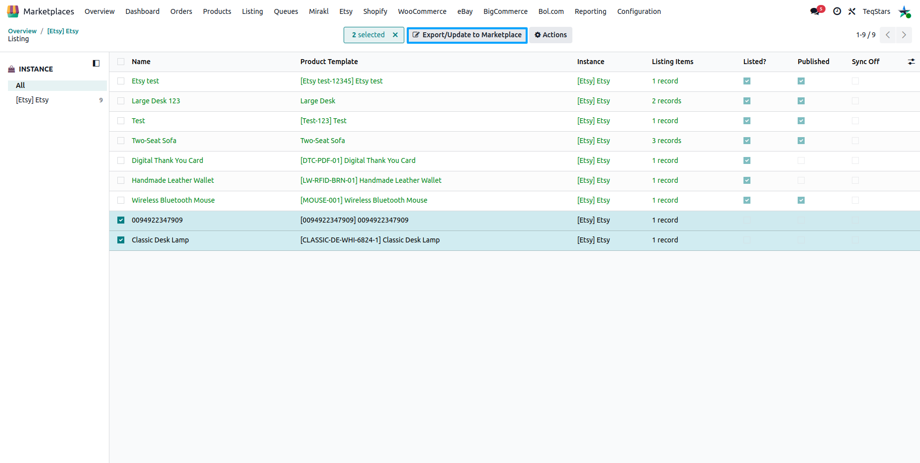 Export Listing Button