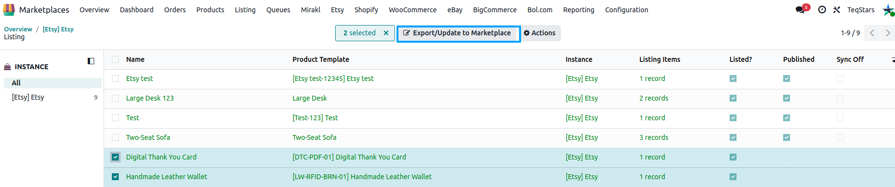 Update Listing Button