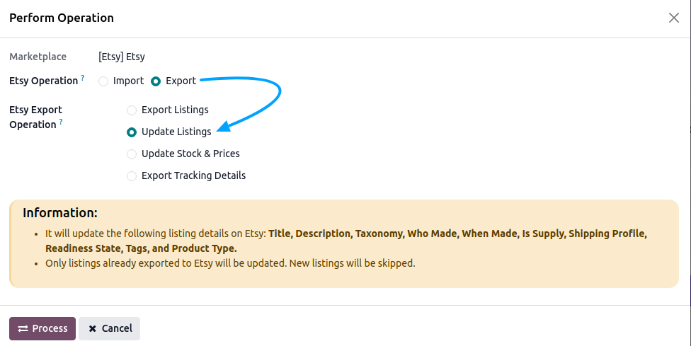 Etsy Update Listing Screen