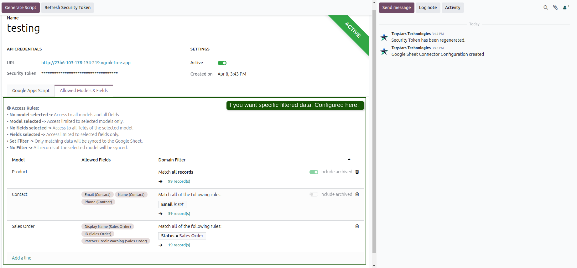 Google Apps Script Tab with Code Editor and Copy Button