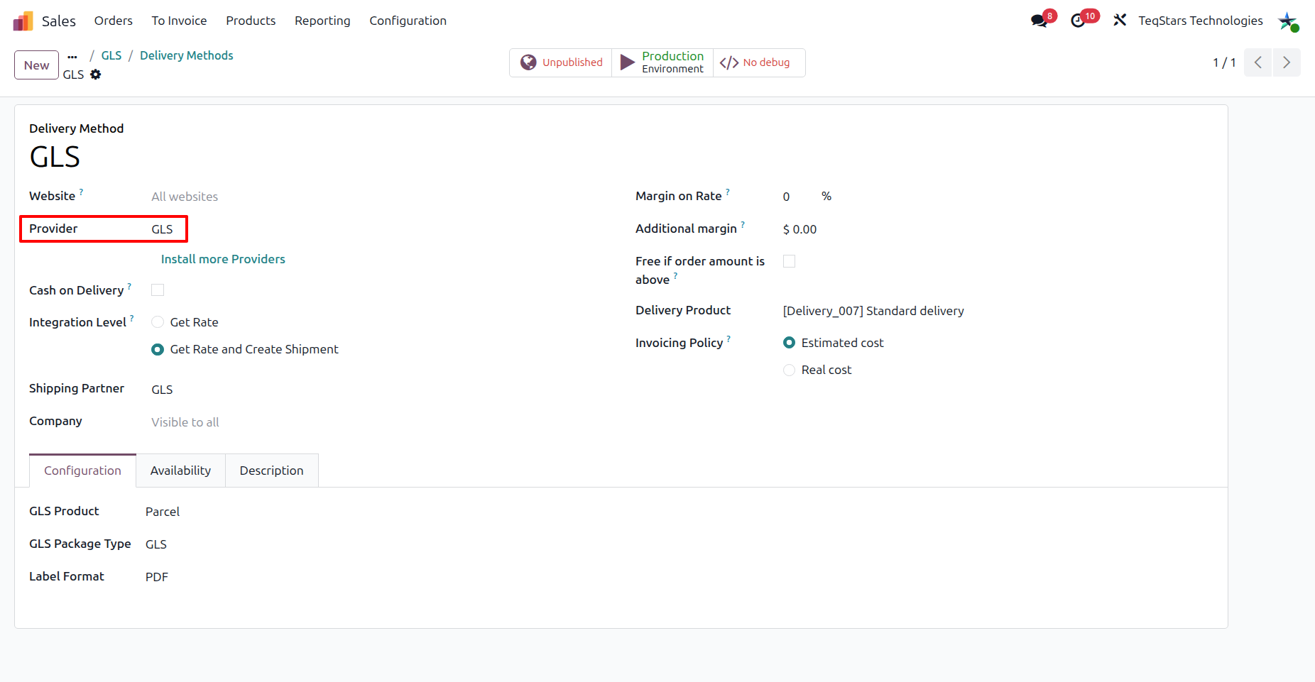 Configuring the GLS Delivery Method.