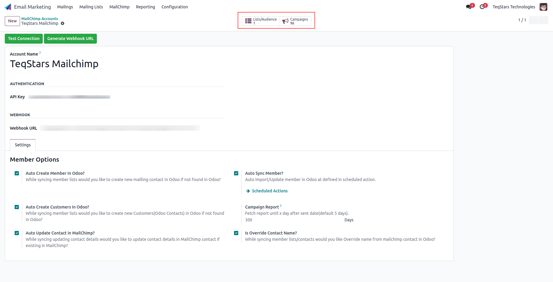 MailChimp account smart buttons