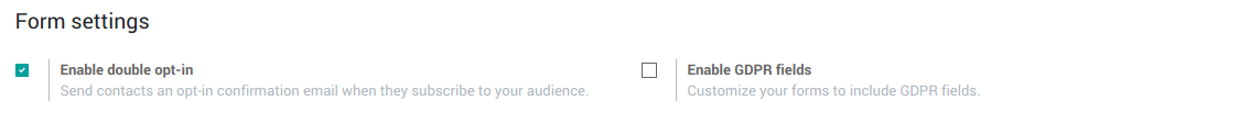 Audience form settings