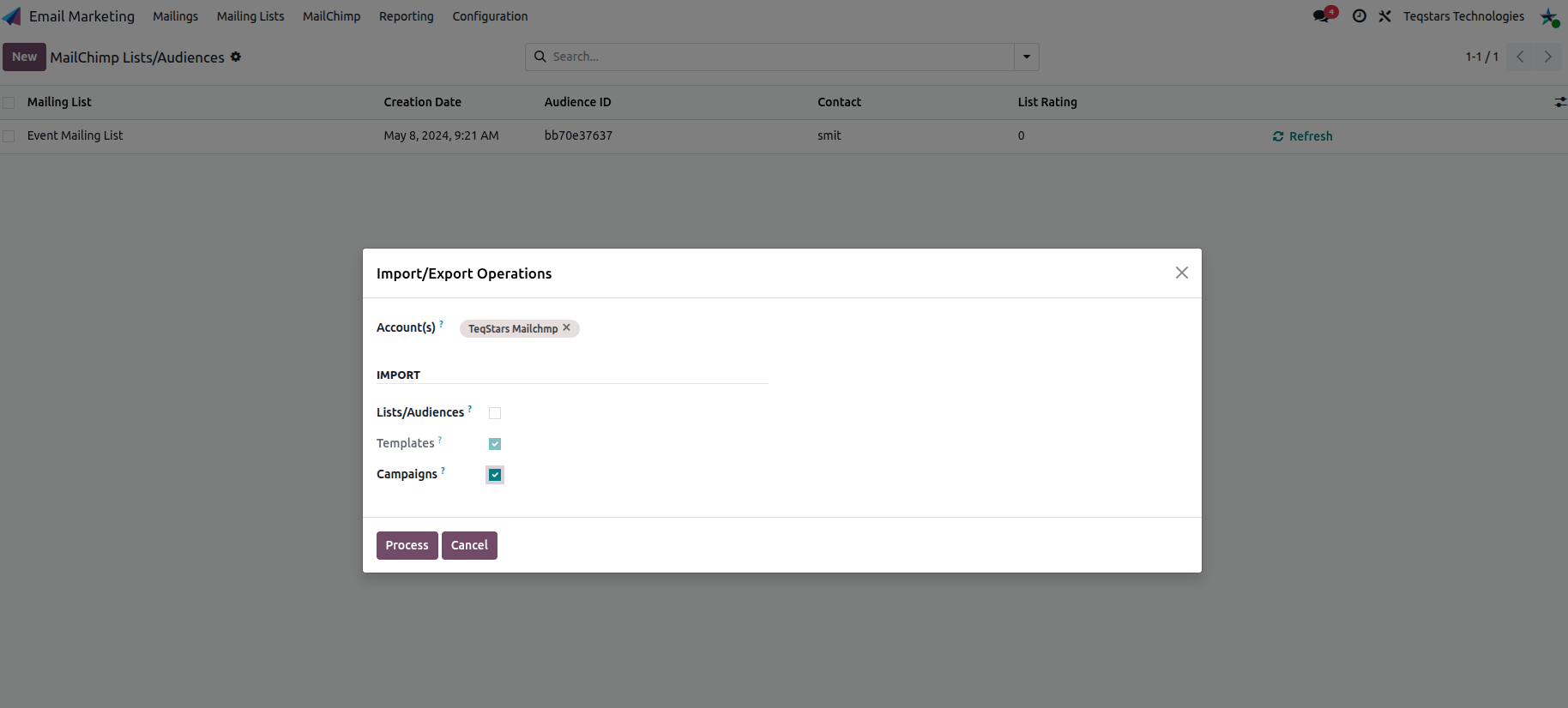 Import campaigns from MailChimp