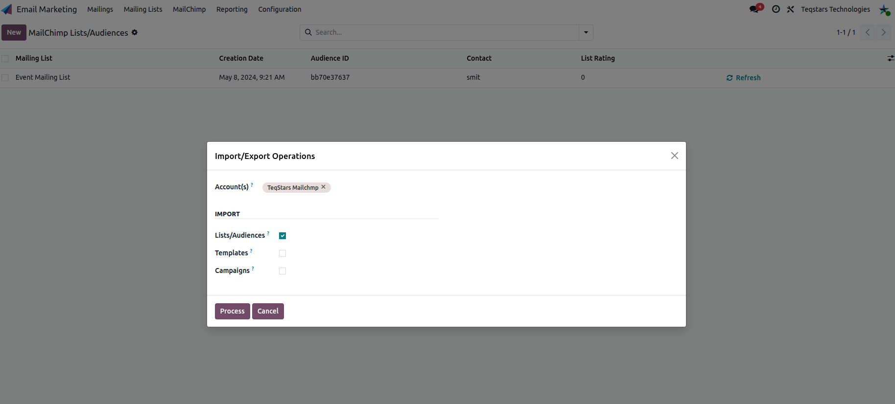 Import audiences from MailChimp